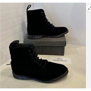 Black Doc Martens - Women's Lace-Up Velvet Ankle Boots